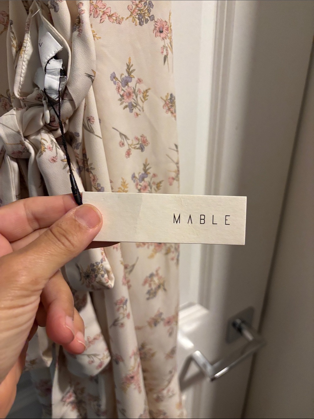 Mable Cream Floral High-Low Ruffle Slip Dress - Picture 8 of 10